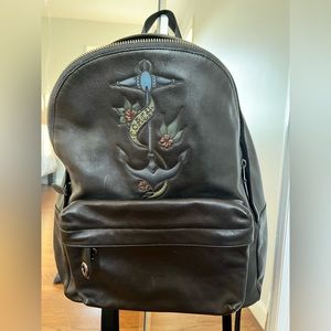 Coach black backpack in smooth calf leather